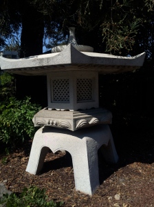 A giant ishi doro at the entrance to the Japanese Garden.